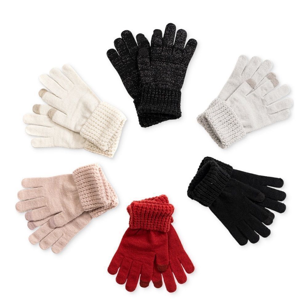 Style & Co Women's Waffle-Knit Shimmer Gloves, Created for Macy's